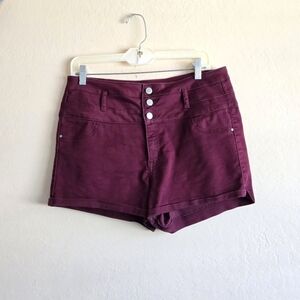 Refuge High Waist Micro Mini Burgundy Shorts Size 12